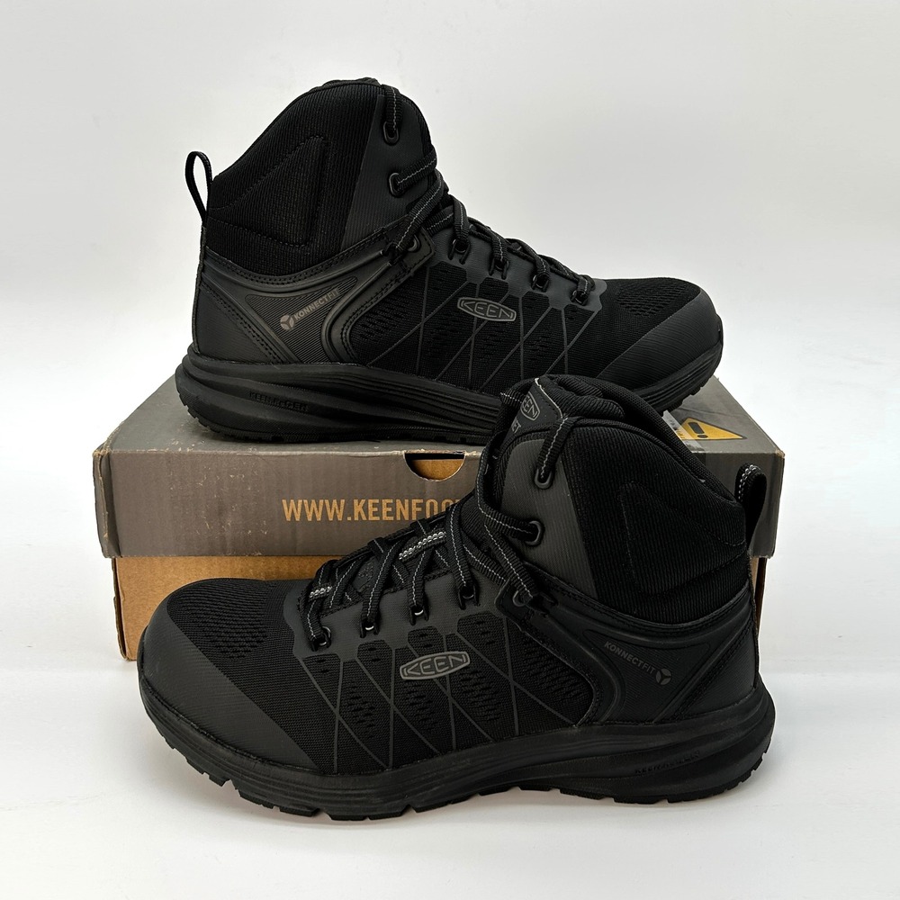 KEEN Footwear Vista Energy Mid Mens Sz 10 Carbon Toe Work Boot Sneaker Black NEW